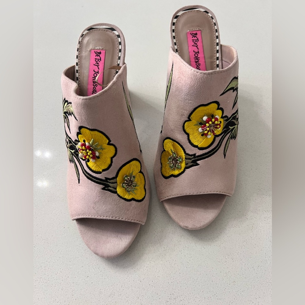 Betsey Johnson Pink Floral Heels